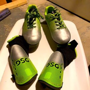 Soccer cleats and shin guards